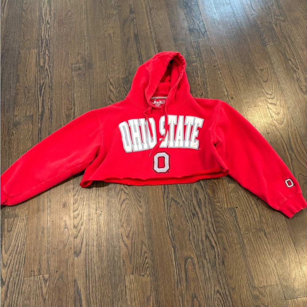 Red Ohio State Cropped Hoodie